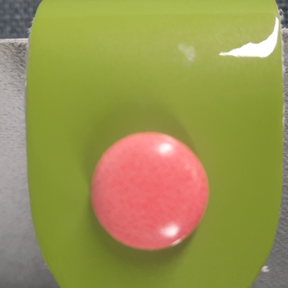 Pink Green Patent Leather Business Credit Photo Card Cards Wallet ***As Is Flaw - Picture 5 of 7